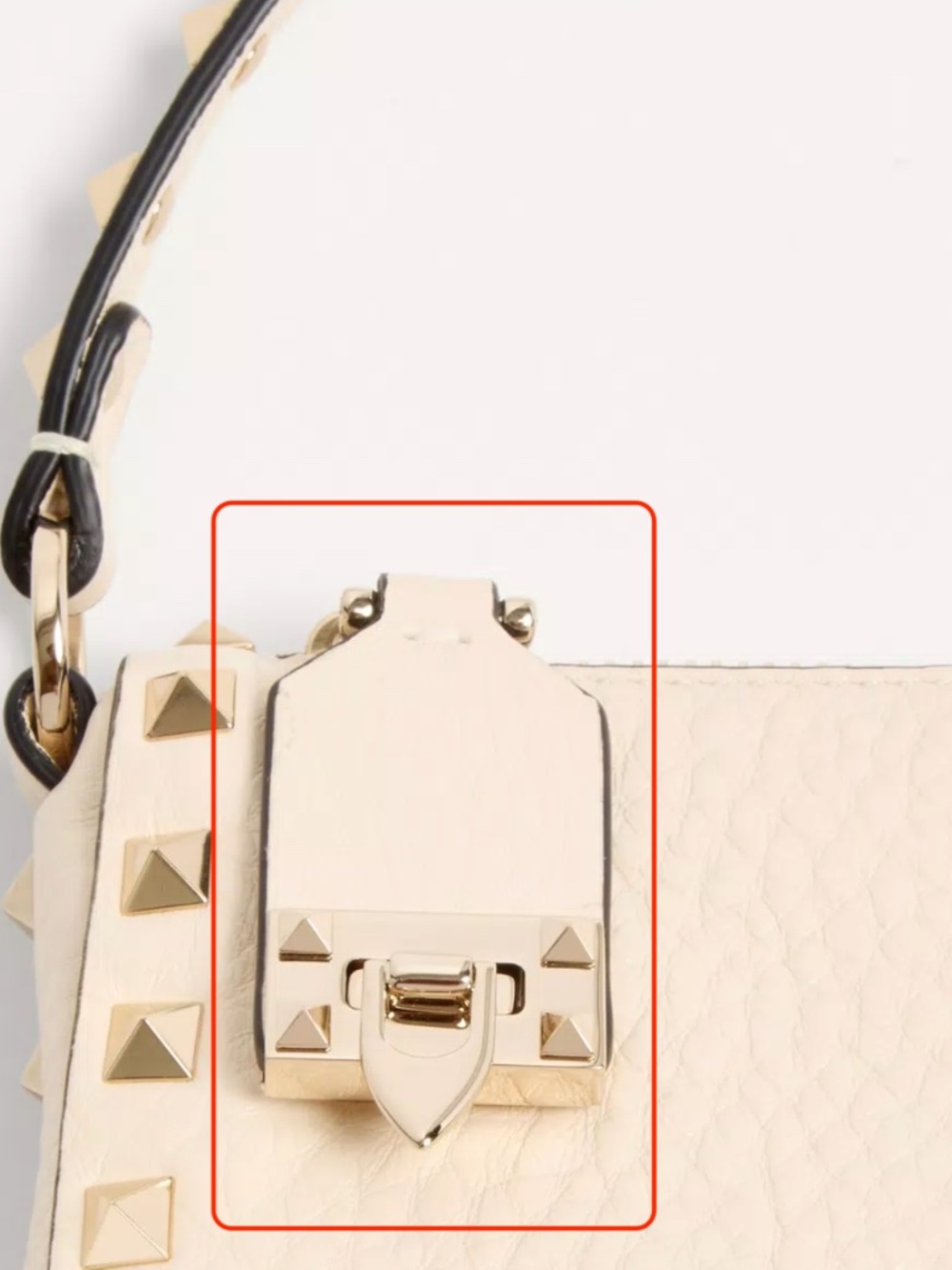 Valentino Garavani Pebble Leather Rockstud Tab Spare Part – Ivory